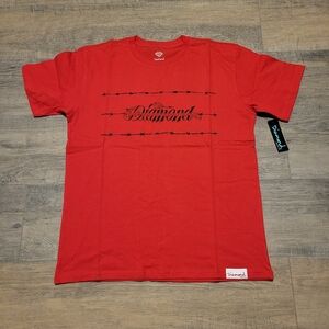Diamond Supply Co. Men's Barbed Wire Logo Red Graphic T-Shirt Multi Size